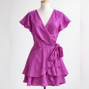 Pink Lily Fuchsia Wrap Style Romper Size M
